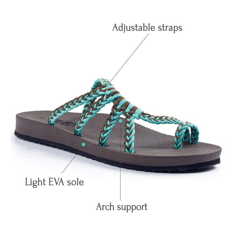 Plaka Relief Flip Flops for Women with Arch Support | Comfy Sandals for Women | Perfect for the Beach, Long Walks or Poolside | Reduces Heel & Back Pain | Turquoise Gray | Size 9 - Image 2